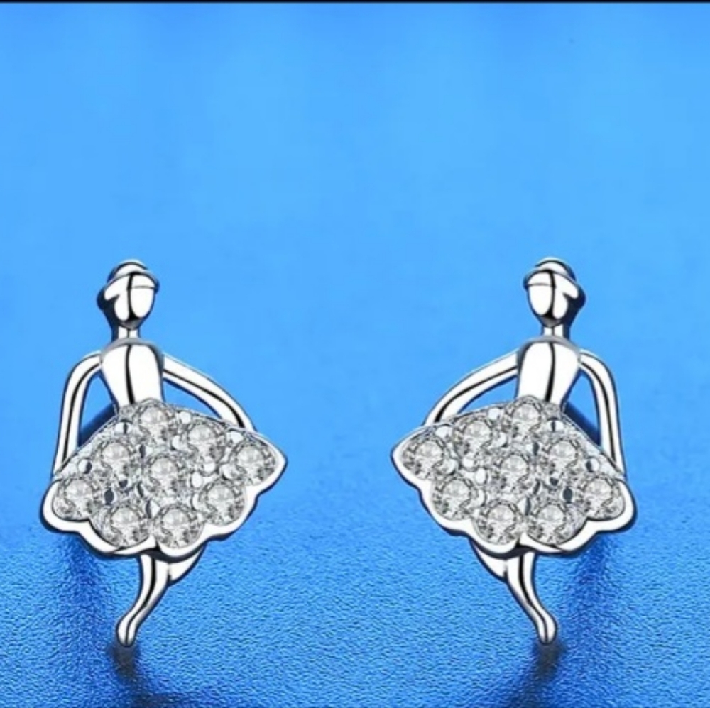 Ballet Rhinestone Sterling silver earrings